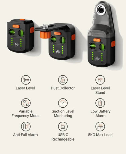 The Master Tool™ Laser Level & Drill Dust Collector