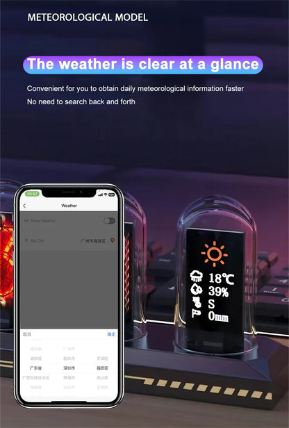 RGB LED Nixie Tube Clock IPS Color Screen
